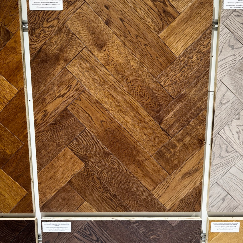 Windsor Engineered Real Wood Oak Herringbone Brushed Golden UV Oiled